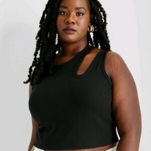 Future Collective - Ribbed Cut Out Black Crop Tank Top - Size 3X NWT